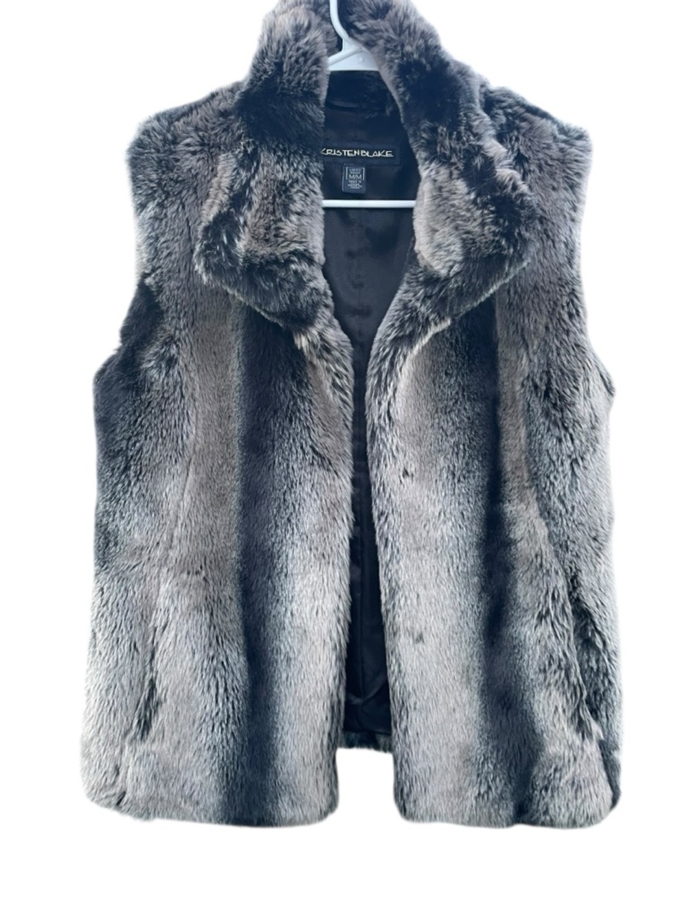 Kristen Blake Gray Faux Fur Vest with Plush Collar size Medium